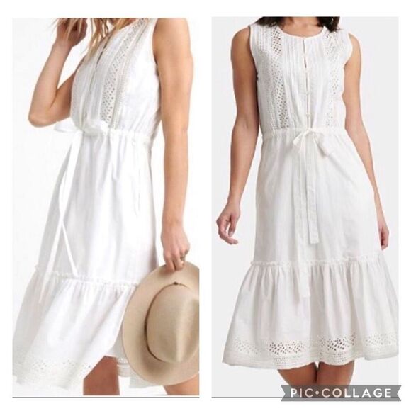Lucky Brand Cottagecore islet Sophia sleeveless white midi sundress NWT - Picture 1 of 11